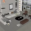 Modern Minotti Sofa Coffee Table Combination 3d model