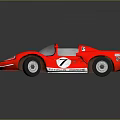 Red Racing Car With Number 7 Streamlined Design And Single Seat