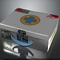 White DELUX First Aid Kit With Blue Cross Symbol Red Stains And Blue Latch