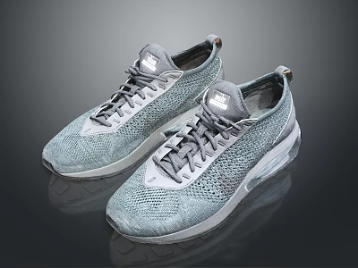 Modern Gray Mesh Athletic Shoes With Breathable Upper And Lightweight Sole Design 3d model
