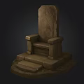Ancient Stone Throne With Intricate Carved Design And Elevated Step Base Structure 3d model