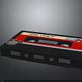 Vintage Red And Black Cassette Tape With Door Lock Label And Stickers