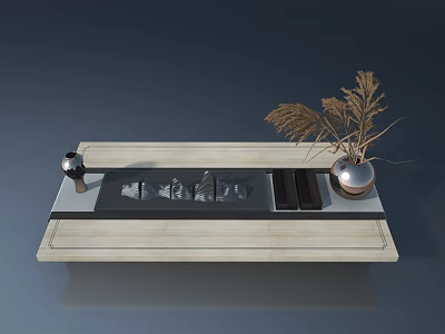 Modern Hinged Door Design With Wooden Frame Silver Vase And Dry Plants 3d model