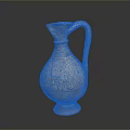 Ancient Style Hand Carved Ceramic Vase With Intricate Patterns And Curved Handle