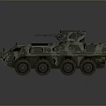 Military Camouflage Tank With Turret And Wheels In Side View Design
