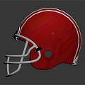 Red And White Striped American Football Helmet With White Facemask On Dark Background With Reflection
