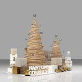 Elegant Golden Spiral Christmas Trees With Gift Boxes And Decorative Ornaments 3d model