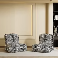Zebra Print Single Sofa Living Room Interior With Two Stylish Seats And Decor Accents
