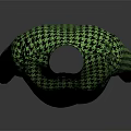 Green Houndstooth Single Breasted Long Coat with Classic Collar and Wool Blend Fabric