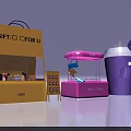 Colorful Mini Shop Models In Various Colors With Sweet Shop And For U Logo