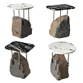Modern Side Tables With Stone Bases And Varied Marble Table Tops Design 3d model