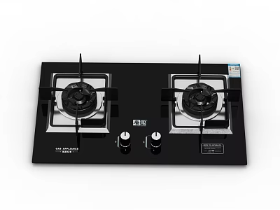 Kitchen Appliance Double Burner Gas Stove With Black Panel And Knob Control 3d model