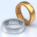 Elegant Gold And Silver Jewelry Rings With Intricate Hollow Patterns And Braided Edges