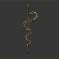 Ornate Bronze Scepter Weapon With Coiled Snake Design And Spherical Top
