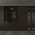 Modern Wooden Bookcase with Glass Doors Lighting Drawers and Open Shelves for Books Decorations