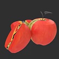 Fresh Juicy Red Apples Whole and Sliced on Dark Background