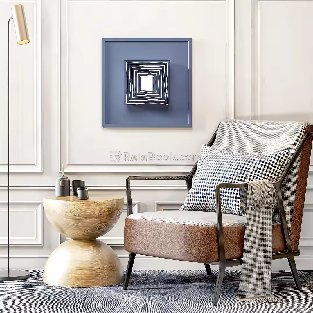 Modern Single Sofa Casual Single Sofa Floor Lamp 3d model