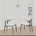 Modern Single Chair With Ivory Seat And Black Legs In White Paneled Interior Space