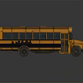 Yellow School Bus With Black Stripes Classic Design Windows And Side Door