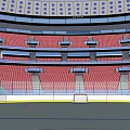 Modern Sports Arena Interior With Ice Rink Red Seats Multiple Levels And Large Screen