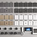Modern Switch Panels In Various Colors With Different Designs And Socket Functions 3d model