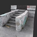 Old Weathered Concrete Staircase With Chipped Paint And Steps On Urban Ground