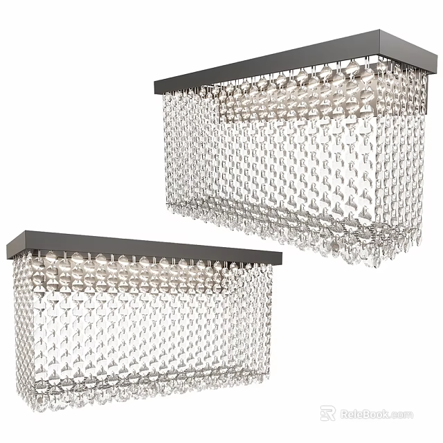 Elegant Modern Wall Sconces With Crystal Bead Chains And Metal Frame 3d model 