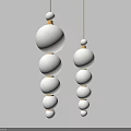 Two Modern Minimalist Pendant Lights With Multiple White Spherical Balls Hanging 3d model