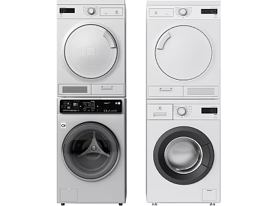Modern Front Loading Washing Machines With Sleek Design And Digital Control Panels 3d model