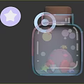 Decorative Glass Jar With Pink Lid And Colorful Elements For Home Decoration