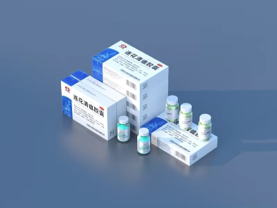 Household Disinfectant Iodine Solution With Small Bottles And Packaging Boxes 3d model