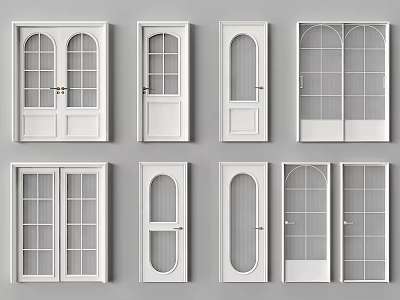 Various Designs of White Hinged Doors With Glass Panels and Panel Styles 3d model
