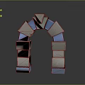 3D Geometric Arch Structure With Stacked Colorful Blocks And Cubes Design