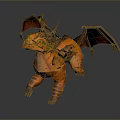 Orange Dragon Game Movie Character With Red Wings And Mythical Features