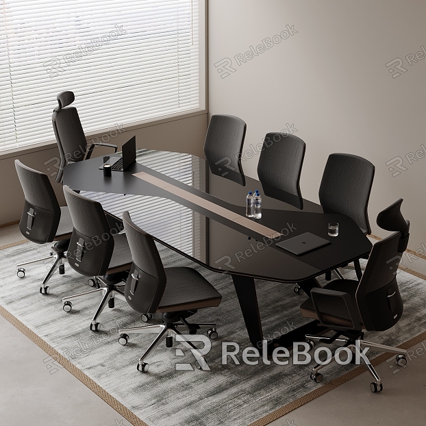 Modern office desk and chair combination model