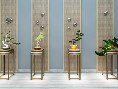 Modern Luxury Plant Stand With Metal Frame And Green Plants Interior Decor 3d model Modern Luxury Plant Stand With Metal Frame And Green Plants Interior Decor 3d model