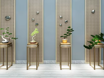 New Chinese Style Combination of Flower, Several Cases, Several Pines 3d model