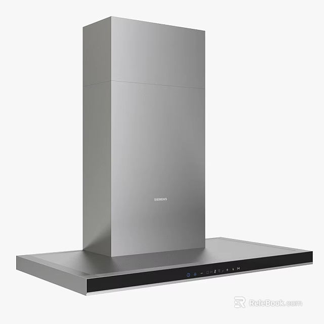 Sleek Stainless Steel Siemens Kitchen Range Hood With Flat Base Design 3d model 