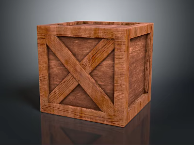 Rustic Wooden Storage Box With Cross Pattern And Natural Finish 3d model