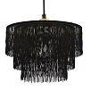 Stylish Black Chandelier With Layered Fringe Design For Modern Interior Decor