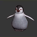 Cute Fluffy Baby Penguin In Black And White Standing On Gray Background