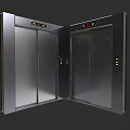Two Modern Silver Elevators With Metal Exterior Buttons And Indicator Lights 3d model