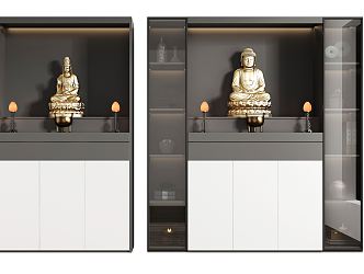 Modern Buddhist Cabinet Buddha Niches Avalokitesfas Tathagata God of Wealth 3d model