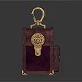 Purple Leather Mini Pouch With Golden Decorative Lock And Carabiner