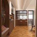 Modern Warm Beige Open Plan Living And Dining Room With Soft Lighting And Wood Flooring