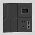 Black Home Switch Panels with Sockets Switches and Digital 3d model