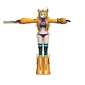 Game Movie Character With Blonde Hair Purple Bikini Orange Jacket Striped Stockings And Mechanical Boots