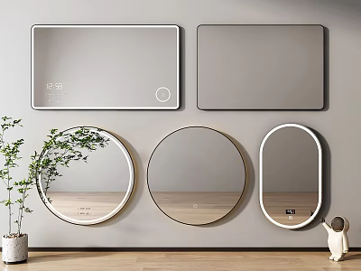 Smart Bathroom Mirrors In Various Shapes For Modern Minimalist Decor 3d model