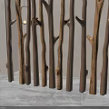 Natural Wood Branch Room Divider With Arranged Design For Space Separation