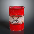 Industrial Red Oil Barrel With BITMAP Label And Rustic Metal Surface